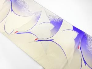 アンティーク　群鶴模様織り出し袋帯（材料）